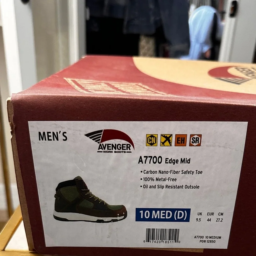 Avenger NWB Work Boots A7700 Medium Edge Mid Waterproof Leather Green Brown SZ10